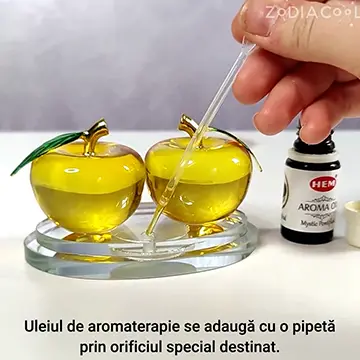 2 mere suport aromaterapie, remediu de armonie în relații, cristal k9 galben 12 cm